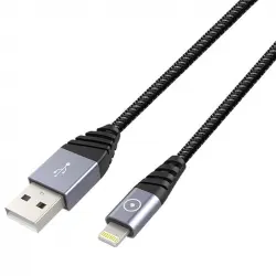 Muvit Tiger Cable USB 2.0 a Lightning MFI Macho/Macho 2.4A 2m Gris