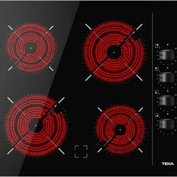 Placa vitrocerámica - Teka TBC 64000 XFL, 4 zonas, Zona grande 18 cm, 60 Negro