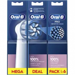 Recambio para cepillo dental - Oral-B Pro Sensitive Clean, Cabezales De Recambio, 6 Unidades
