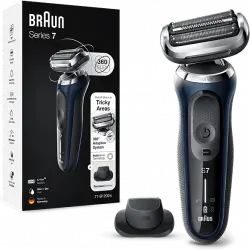 Afeitadora - Braun Series 7 71-B1200S, eléctrica de barba, Wet & Dry, Accesorio para corte pelo, Azul