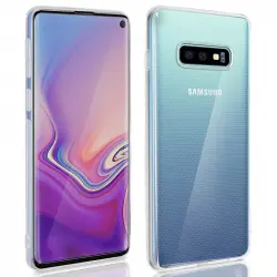 Avizar Funda Silicona Transparente + Cristal Templado con Bordes Negros para Samsung Galaxy S10e