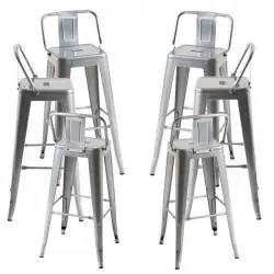 Packs Taburetes Altos - Pack 6 Taburetes Torix Respaldo - Gris metalizado