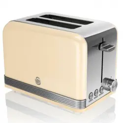 Retro Tostadora Pan Ranura Ancha 2 Rebanadas, Regulador Nivel De Tostado, Descongelación Crema 800w Swan St19010cneu