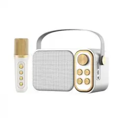 Altavoz Subwoofer Karaoke Retro Klack Con Micrófono, Con Bluetooth, 10w Blanco
