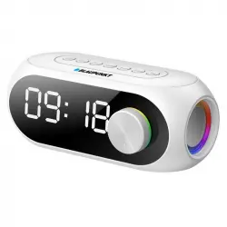 Blaupunkt BLP2250W Reloj Despertador con Altavoz Bluetooth FM/USB/AUX/SD Blanco