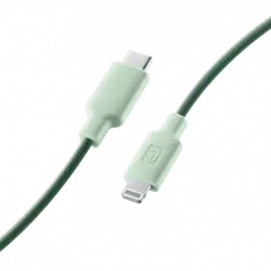 Cable USB - CellularLine Stylecolor, Conector de Lightning a C, 1 m, Verde