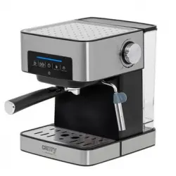 Cafetera Espresso Automática 15 Bares 1,6l, Brazo Doble Salida, Espumador Leche, Calienta Tazas Negro/plata 1000w Camry Cr 4410