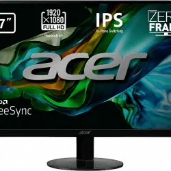Monitor - Acer SA270Abi, 27" Full HD, 75Hz HDMI, 60Hz VGA, Tiempo de respuesta 4ms, Pantalla LED, FreeSync, Zero Frame