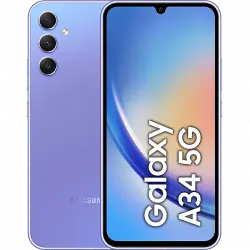 Móvil - Samsung Galaxy A34, Light Violet, 256 GB, 8 GB RAM, 6.6 " FHD+, Mediatek Dimensity 1080 Octa-Core, 5000 mAh, Android 13