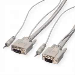 Roline Cable VGA HDB15 Alta Calidad con Jack 3.5 Macho/Macho 10m Gris