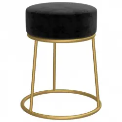 Vidaxl Hocker Redondo Negro Terciopelo Negro