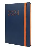 Agenda anual 2024 Finocam A5 Flexi Lisa FA5 semana vista vertical Azul