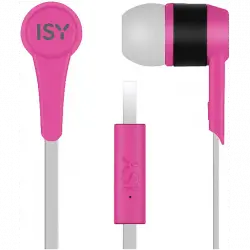 Auriculares de botón - ISY IIE-1101, De botón, Con cable, Control volumen, Rosa