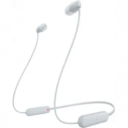 Auriculares inalámbricos - Sony WI-C100, Micrófono, 25 horas de batería, Asistentes voz, Bluetooth, Blanco