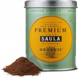 Café molido - Saula Premium Ecológico, Arábica, Intenso, 250 g