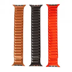 Friendly License - Pack 3 Correas PU Magnética Para Apple Watch 42/44/45 Mm Negro, Marron, Rojo