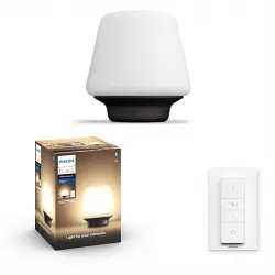 Lámpara - Philips Hue White Ambiance Wellness, de Mesa LED, Con mando, Bluetooth, Portátil, Multicolor