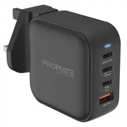 Promate GaNPort4-100PD Cargador 100W USB-A/USB-C Negro