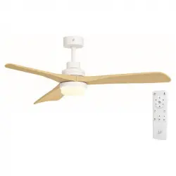 Soler & Palau HTD-135 DC OAK Ventilador de Techo con Luz y Mando a Distancia 56W Blanco/Roble Claro