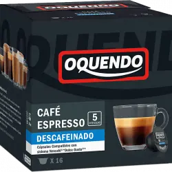 Cápsulas monodosis - Oquendo DGOQ16DS, Espresso descafeinado, Pack de 16 cápsulas para tazas