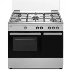 Cocina De Gas Svan Svk9561gx 5 Fogones 60l Con Portabombonas Inox/negro 90 Cm