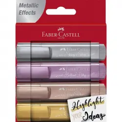 Faber Castell Textliner 46 Caja 4 Marcadores Metálicos Colores Surtidos