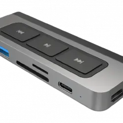 Hub - Hyper Drive Media HD449, USB-C, Para iPad, 6 Puertos en 1, 5 Gbit/s, Plata