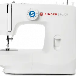 Máquina de coser - Singer M2105, 8 puntadas, Ojal en 4 pasos, Brazo libre, Luz LED, Blanco