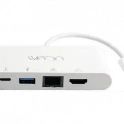 Hub - Sveon SCT504, USB 3.0 (3.1 Gen 1) Type-C, 5000 Mbit/s, Blanco
