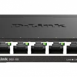 Switch - D-Link DGS-105, 5 puertos Gigabit RJ-45, 10/100/1000 Mbps, Plug&Play, Negro