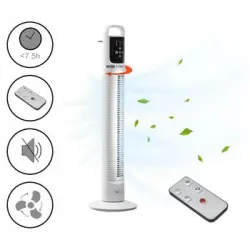 Ventilador De Torre Con Temporizador - 82 X 22 X 22 Cm - Máquina De Viento Para Mover El Aire - 3 Niveles De Velocidad - Oscilación - 40w - Blanco [