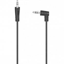 Cable audio - Hama 00205285, Jack 3.5 mm 90º, 0.5 m, Negro