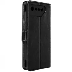 Funda Para Asus Rog Phone 7 Cuero Auténtico Tarjetero Soporte Vídeo Negro