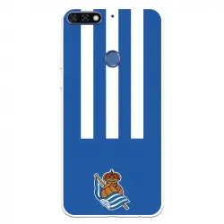 Funda Para Huawei Y7 2018 Del Real Sociedad De Fútbol Real Rayas Verticales - Licencia Oficial Real Sociedad De Fútbol