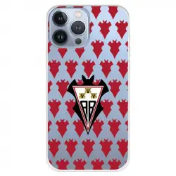 Funda Para Iphone 13 Pro Max Del Albacete Escudo Patron Rojo Transparente - Licencia Oficial Albacete Balompié