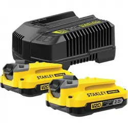 Stanley SFMCB12D2-QW Pack: 2 Baterías V20 18v Li-ion 2ah + Cargador 2a