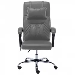 VidaXL Silla de Oficina de Masaje Cuero Sintético Gris Antracita