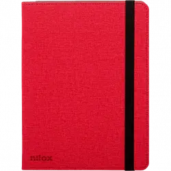 Funda con teclado - Nilox NXFU002, Para Tablet 9.7" a 10.5", USB y USB-C, Cierre elástico, Rojo