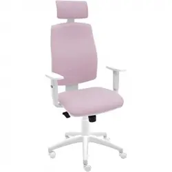 La Silla de Claudia Job Blanco Giratoria de Escritorio Tapizada con Reposabrazos Regulables Rosa Pastel