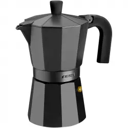 Monix Vitro Cafetera Italiana de Aluminio 3 Tazas Negra