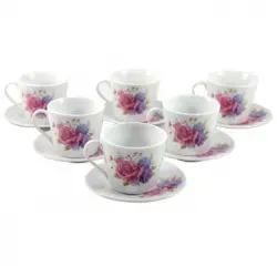 Taza De Café De Porcelana Con Plato De Decoración Floral "fantasy Rose"