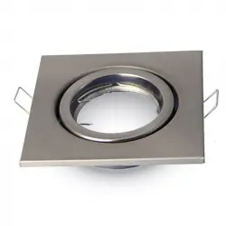 V-Tac Soporte Cuadrado Empotrable para Bombillas GU10 82x22mm Niquel