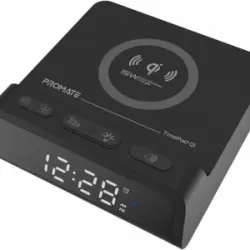 Alarma Digital Con Cargador Qi 15w, Promate Timepad-qi – Negro