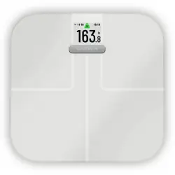 Báscula de baño - Garmin Index™ S2, Wi-Fi, Autonomía 9 meses, Hasta 181.4 kg, 4 pilas AAA, Blanco