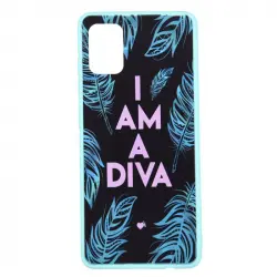 Funda I'm A Diva Borde Azul Para Samsung Galaxy A51 - Oficial De La Vecina Rubia