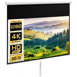 Homcom Pantalla De Proyector Manual 100 Pulgadas Formato 16:9 221x124 Cm Blanco