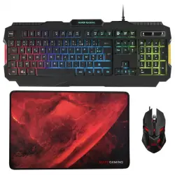 Mars Gaming MCP118 Combo Gaming RGB Teclado Layout Francés + Ratón + Alfombrilla Negros