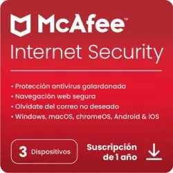 McAfee Internet Security 3 Dispositivos 1 Año Licencia Digital