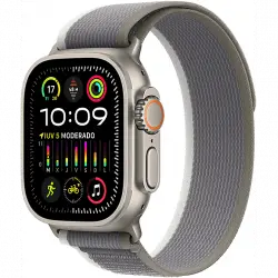 Apple Watch Ultra 2 (2023), GPS + Cellular, 49 mm, Caja de titanio, Gesto doble toque, Correa Trail Loop en Talla S/M color Verde/Gris
