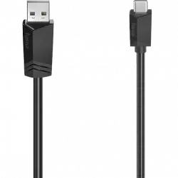 Cable USB - Hama 00200632, De conector USB-A a USB-C, 1.5 m, Negro